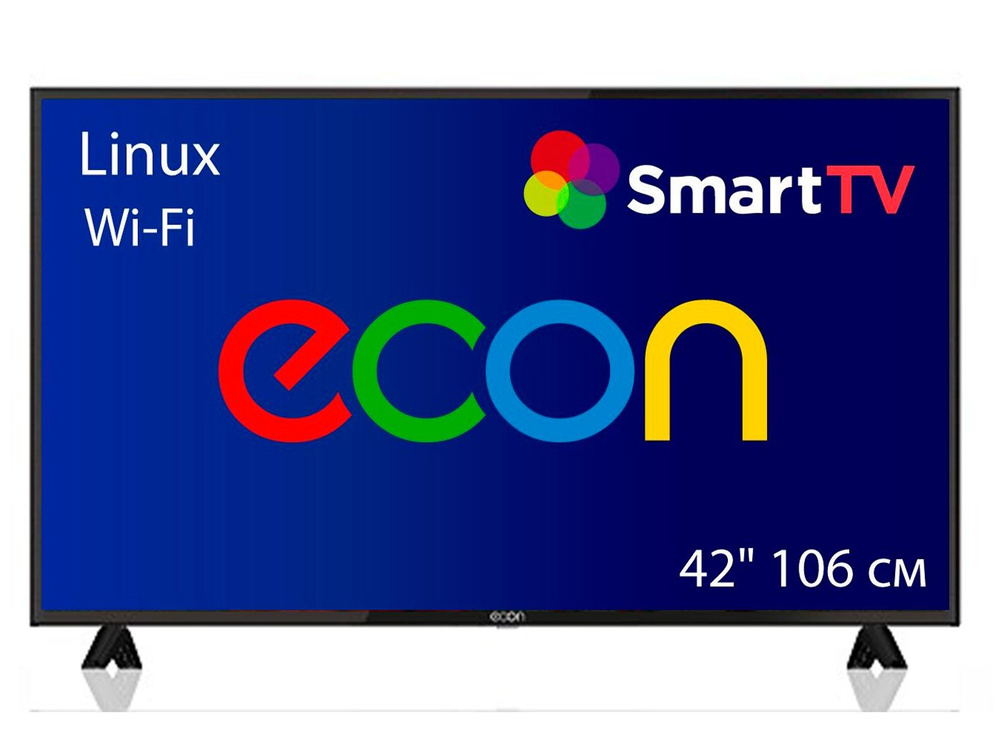 Телевизор ECON EX-43FS005B облачный SMART TV с Wi-Fi, Linux, LED 42" (106 см), 1920х1080 FHD, DVB-T2/DVB-C, #1