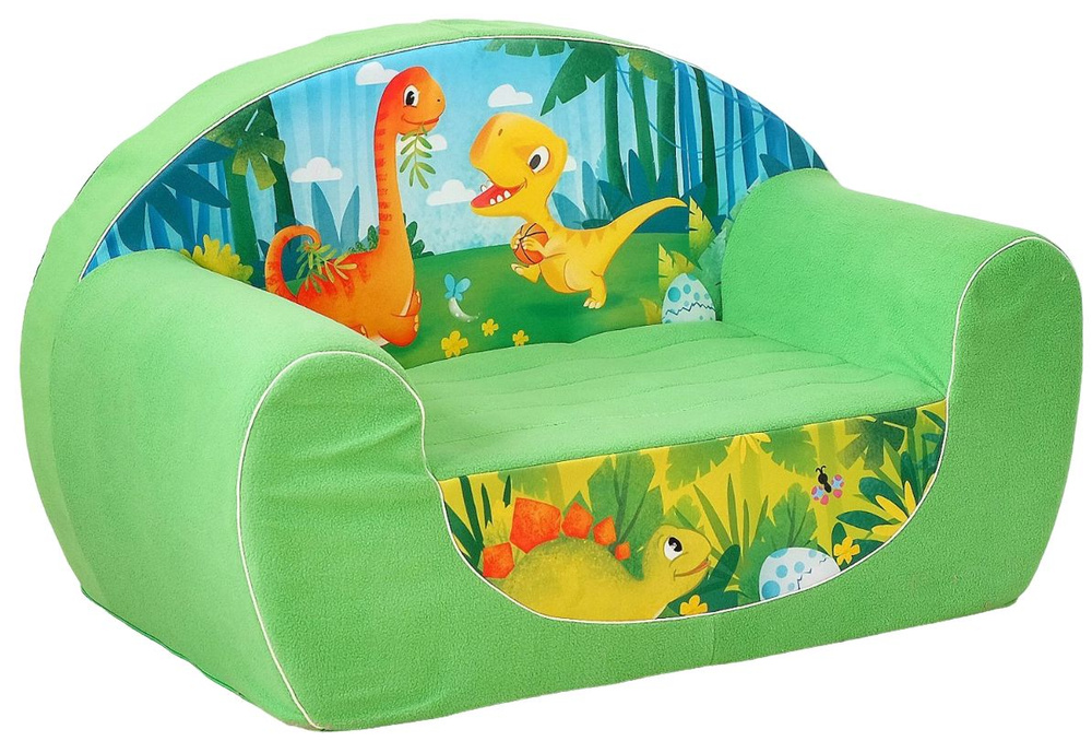 Мягкая игрушка-диван "Динозавры", мебель в детскую комнату, цвет зелёный  #1