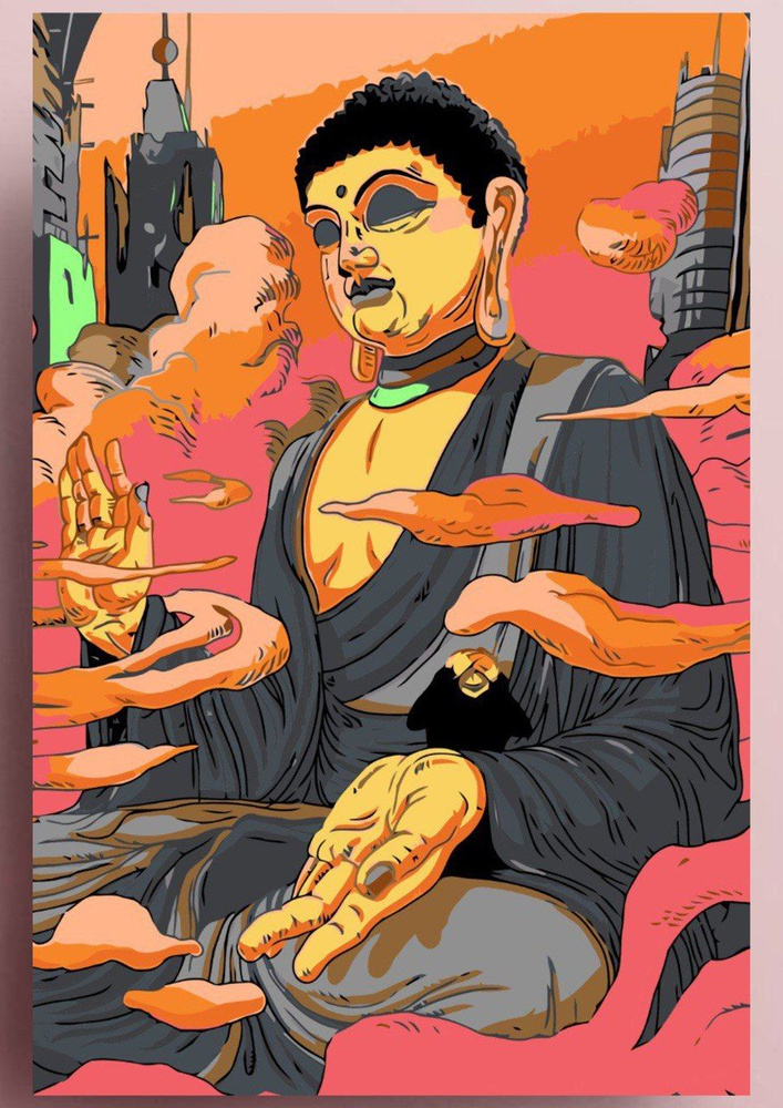 Картина по номерам Поппи " Арт Будда / Божество / Яркий постер " холсты на подрамнике 40 на 50  #1