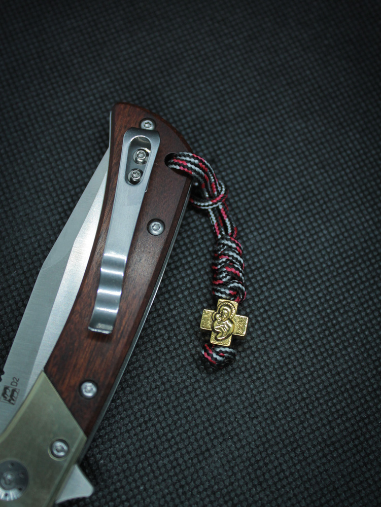 Темляк для ножа "Крест и Богородица" петелька 6 см #1