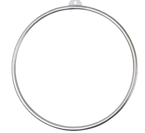 Металлическое кольцо для воздушной гимнастики. С подвесом. Цвет серебристый. Диаметр 85 см.  #1
