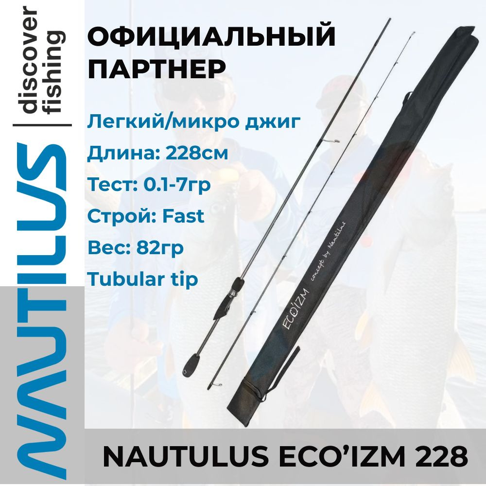 Удилище спиннинговое Nautilus Eco'izm 228см 0,1-7гр ультралайт / лайт / удочка для летней рыбалки / на #1