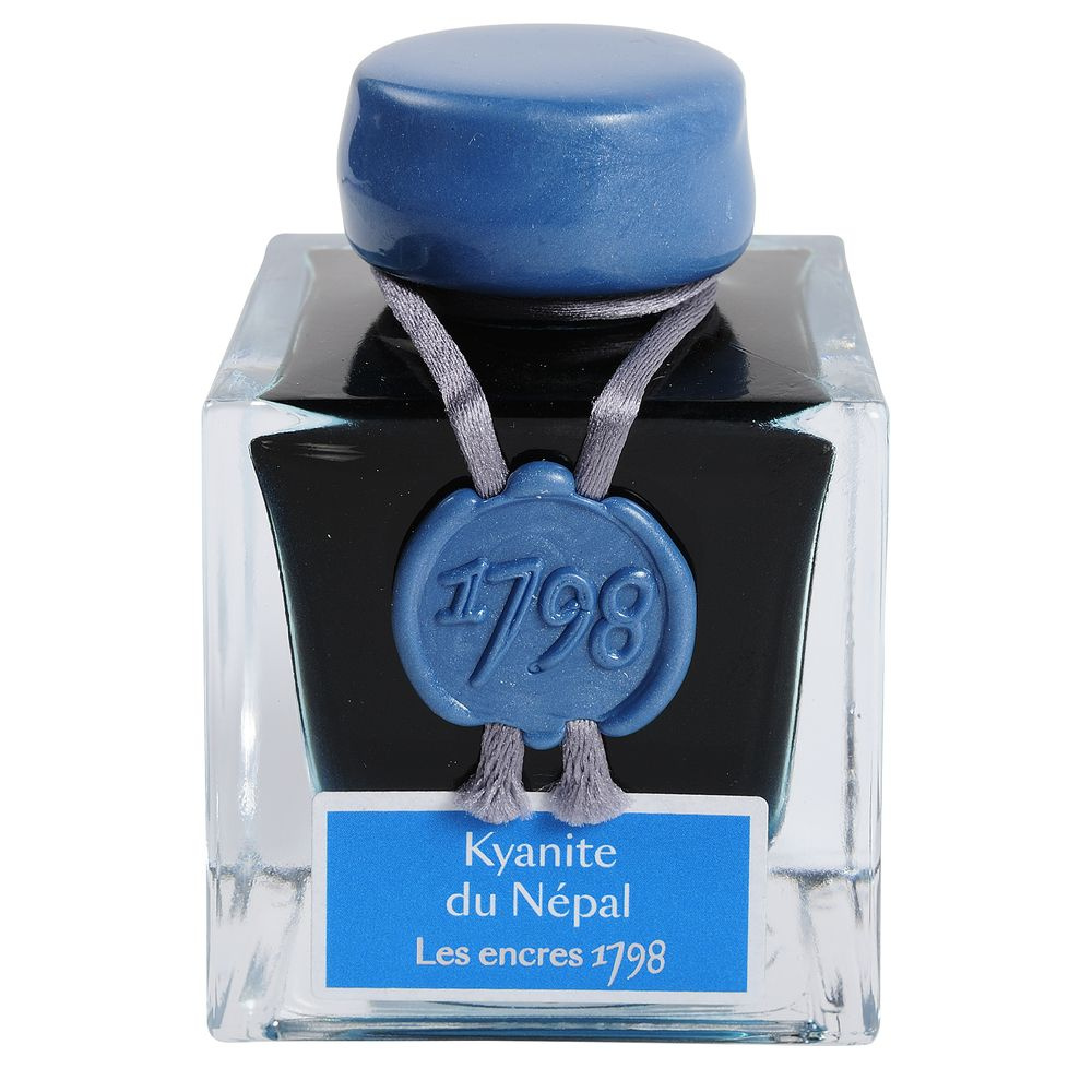 Чернила в банке Herbin Prestige 1798, 50 мл, Kyanite du Nepal Голубой с серебряными блестками  #1