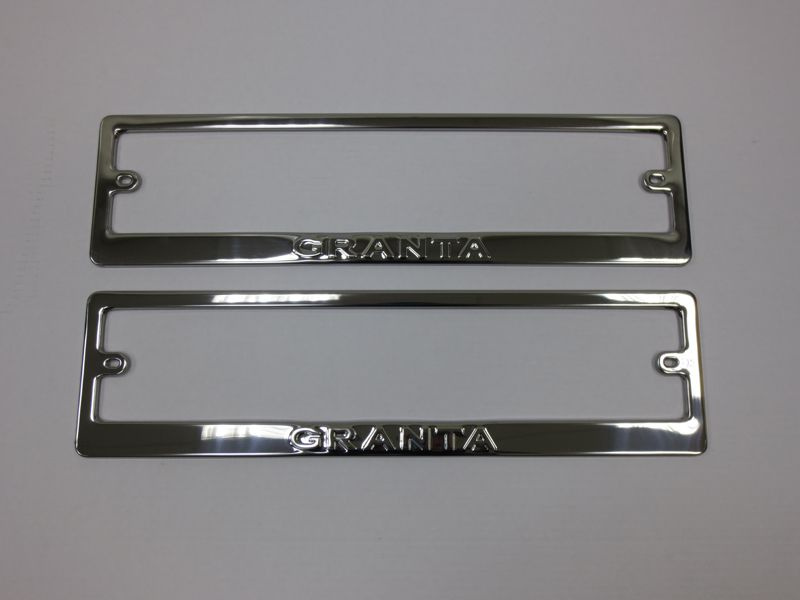 Рамка для номерного знака, хром нержавеющая сталь (ком-т 2 шт) Lada Granta штампованная надпись  #1