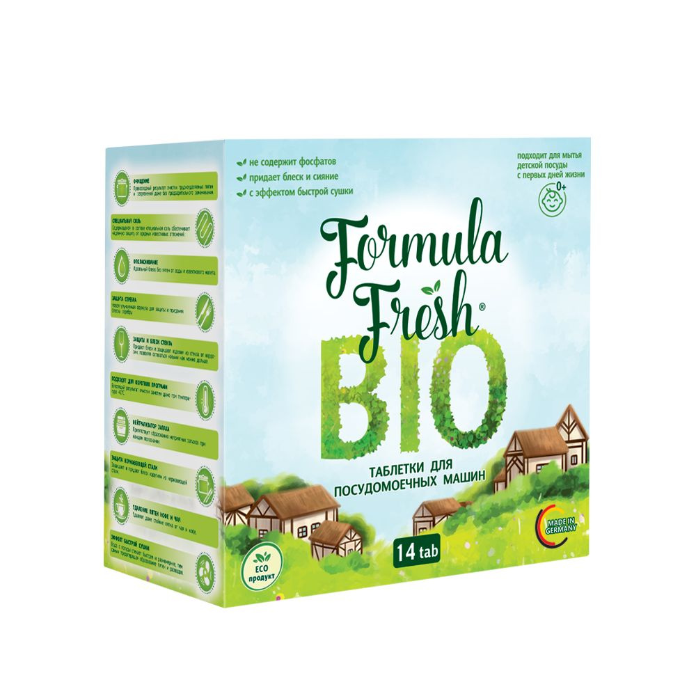 Таблетки для посудомоечных машин Bio Formula Fresh All in 1 бесфосфатные 14 шт  #1