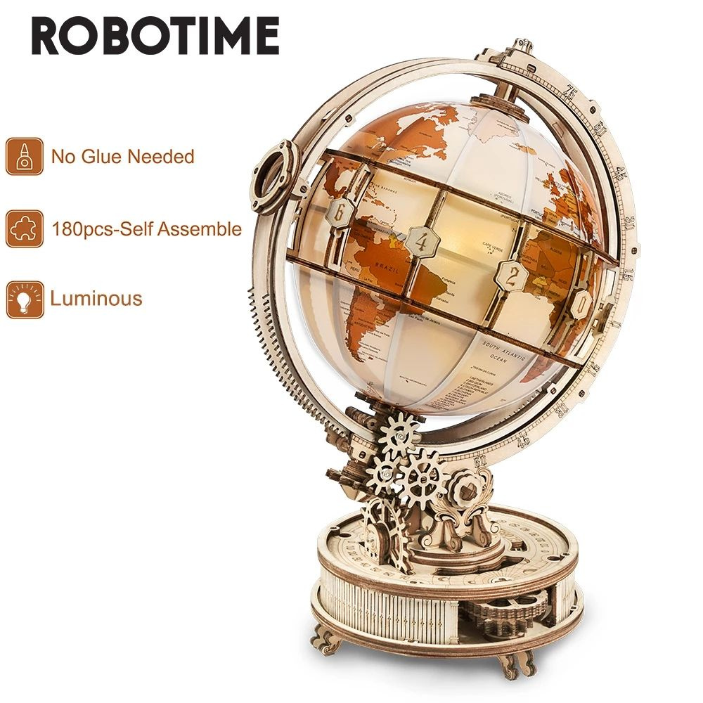 Деревянный 3D пазл Robotime Rokr Luminous Globe Игрушки 14+ лет #1