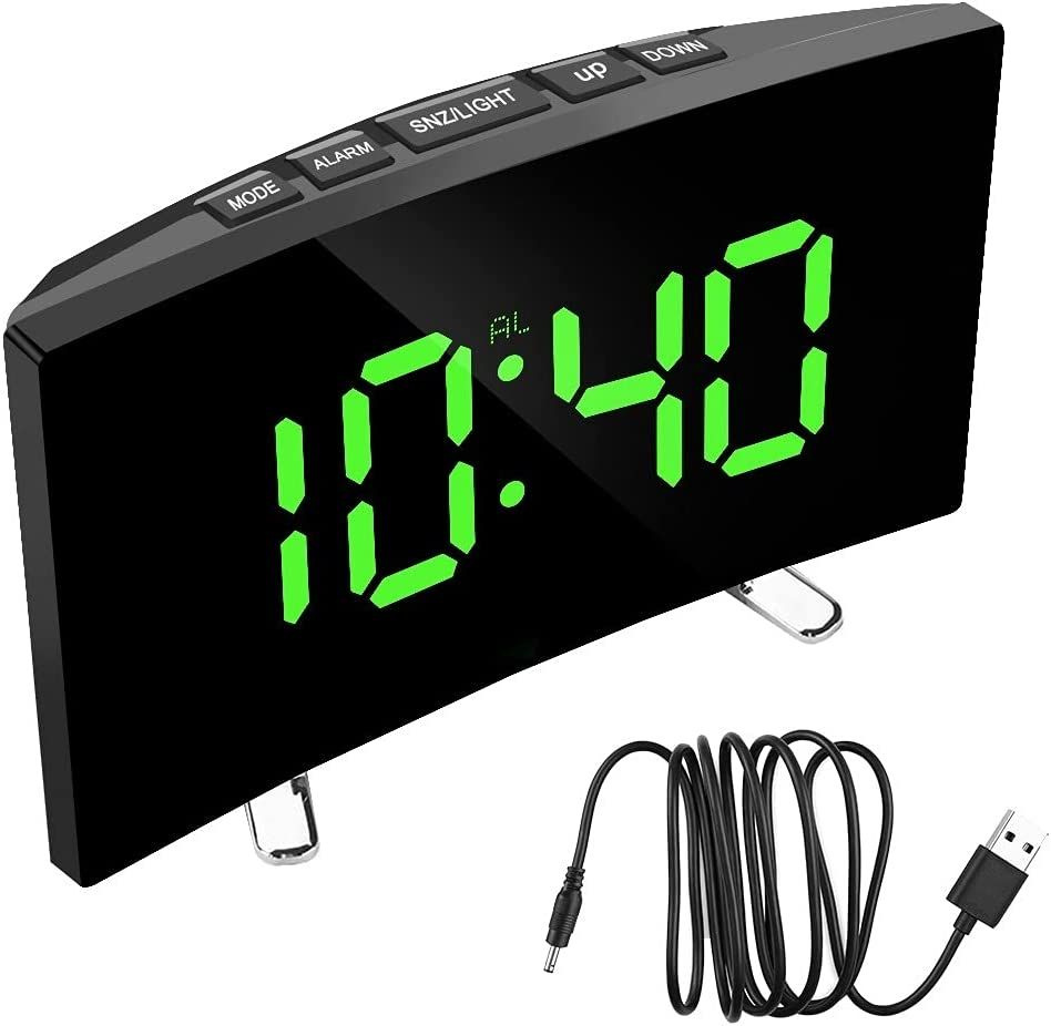 Настольные электронные часы DT-6507/GREEN зеркальное табло с зелеными цифрами  #1