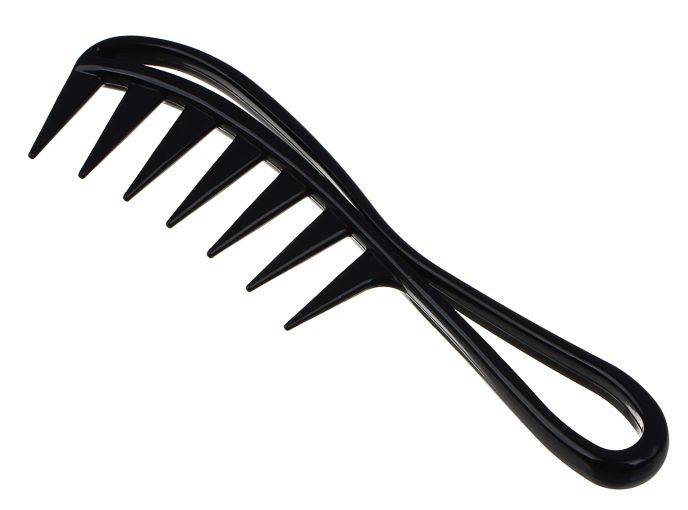 Расческа-гребень для волос с ручкой, пластик, 19х5 см, черный  #1