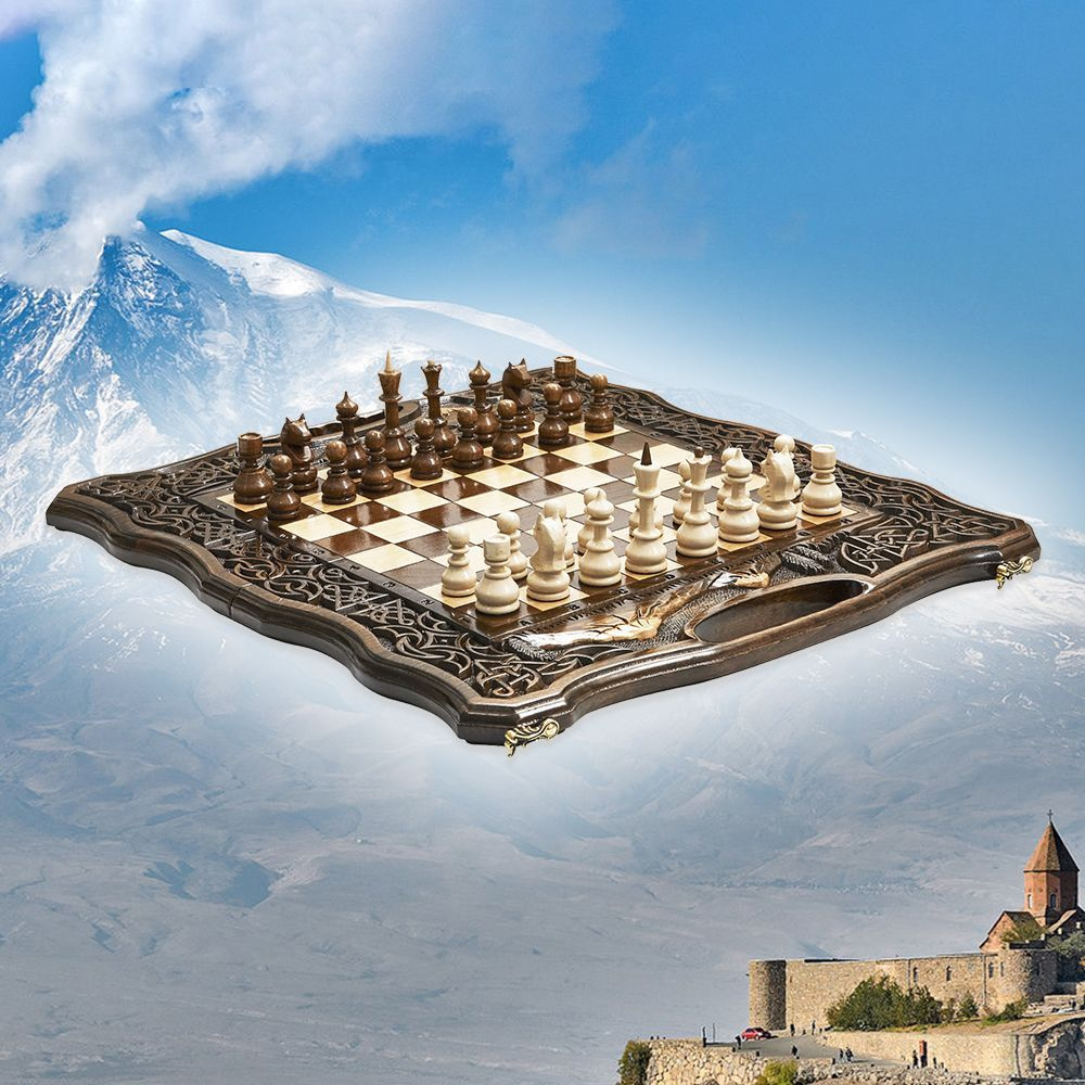 Шахматы и нарды деревянные 51 х 54 см Бук Армения #1