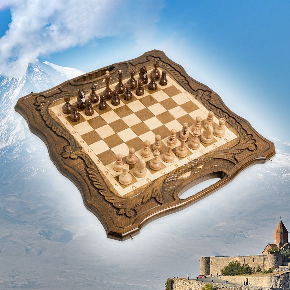 Шахматы и нарды деревянные 50 х 54 см бук Армения #1