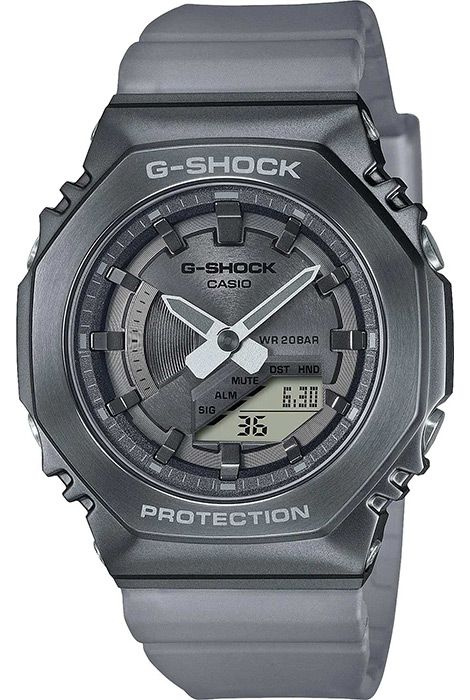 Противоударные женские наручные часы Casio G-Shock GM-S2100MF-1A с подсветкой, будильником и секундомером #1