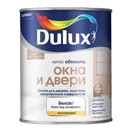 Dulux / Дюлакс Окна и двери Краска для дерева, пластика водно-дисперсионная полуматовая  #1