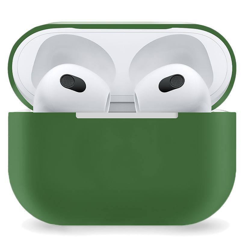 Ультратонкий силиконовый чехол для наушников Apple AirPods 3 / кейс для наушников Эпл Аирподс 3 / зелёный #1