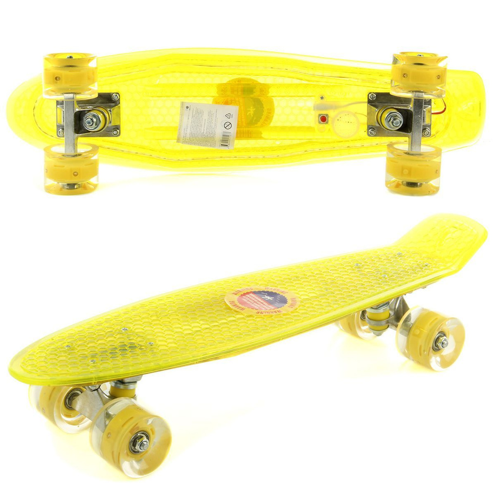 Детский скейтборд с подсветкой и USB, 57*15 см, Veld Co / Светящиеся PU колеса / Пластиковая доска для #1
