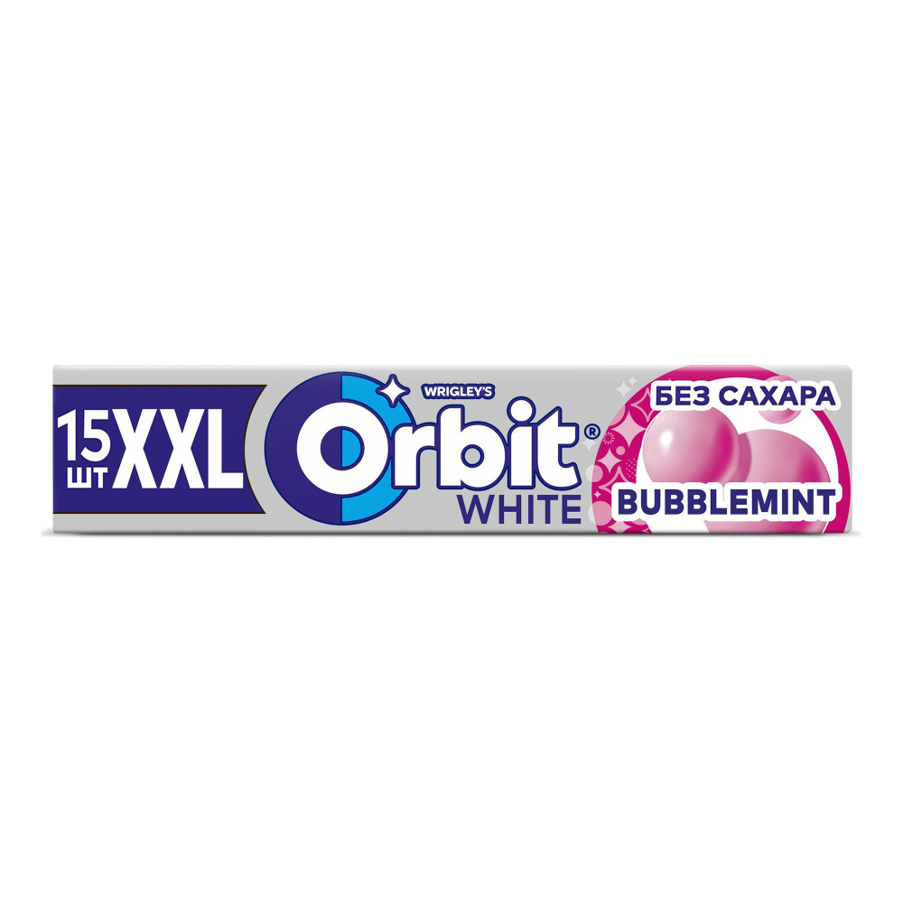 Жевательная резинка Orbit XXL White Bubblemint без сахара 20,4 г, комплект: 8 упаковок по 20.4 г  #1