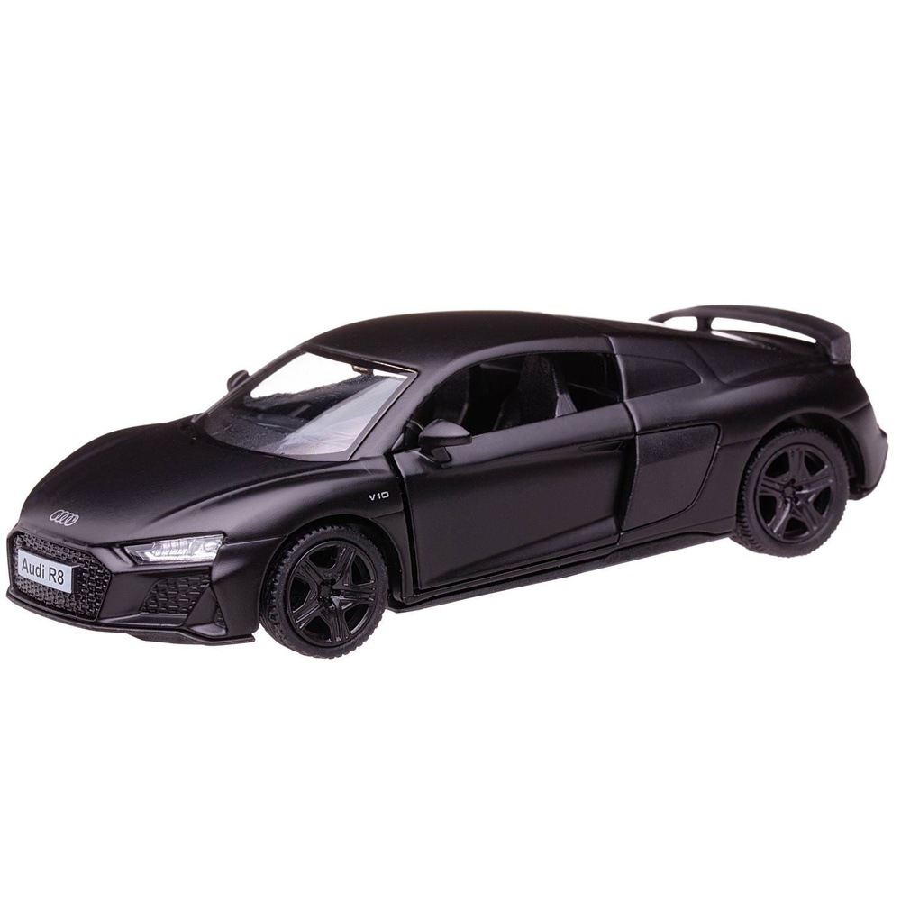 Машина металлическая RMZ City 1:32 Audi R8 2019, черный матовый цвет, двери открываются  #1
