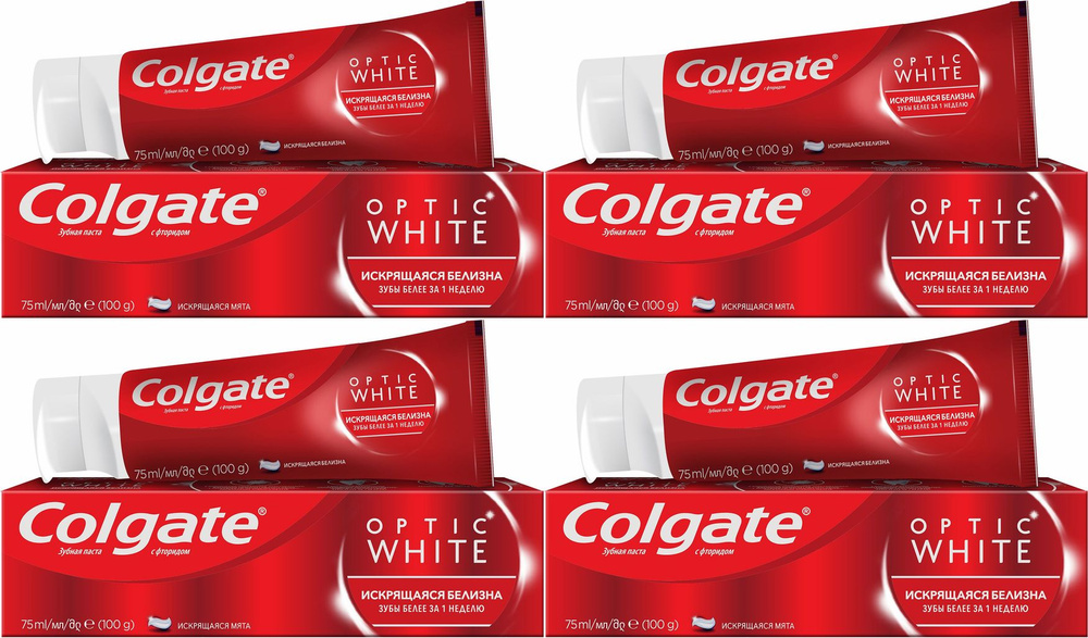 Зубная паста Colgate Optic white мята, комплект: 4 упаковки по 75 мл  #1