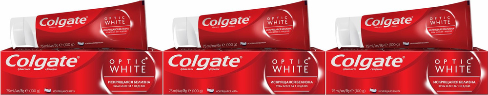 Зубная паста Colgate Optic white мята, комплект: 3 упаковки по 75 мл  #1