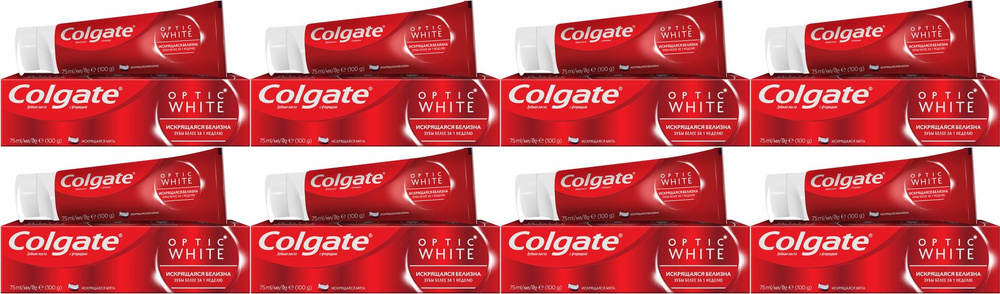 Зубная паста Colgate Optic white мята, комплект: 8 упаковок по 75 мл  #1