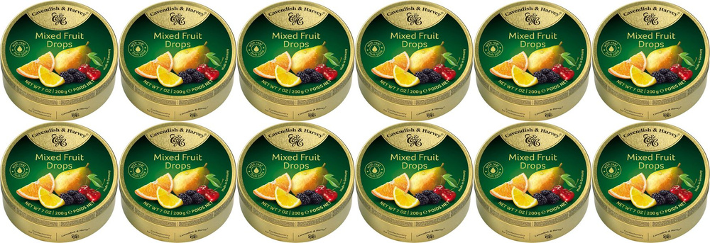 Леденцы Cavendish & Harvey Mixed Fruit Drops Фруктовое ассорти, комплект: 12 упаковок по 200 г  #1