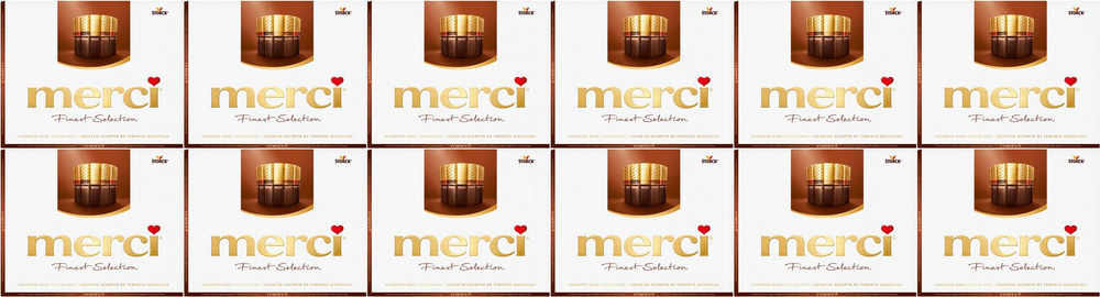 Конфеты шоколадные Merci Ассорти из темного шоколада, комплект: 12 упаковок по 250 г  #1