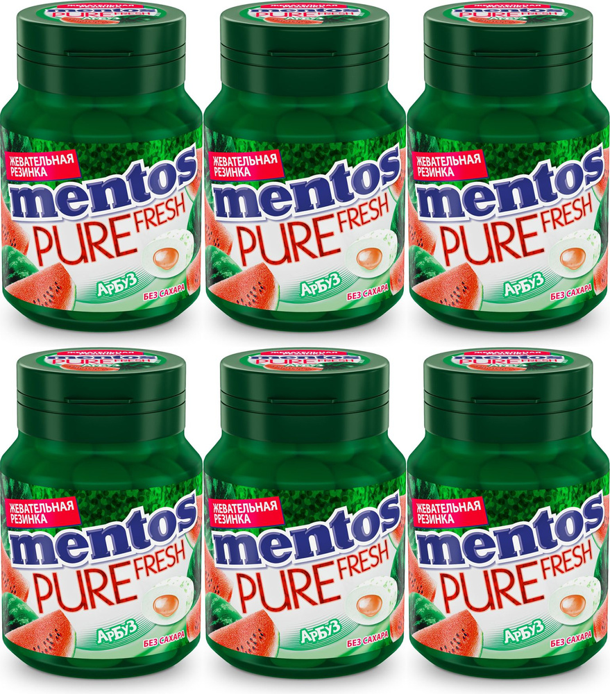 Жевательная резинка Mentos Pure Fresh Арбуз, комплект: 6 упаковок по 54 г  #1