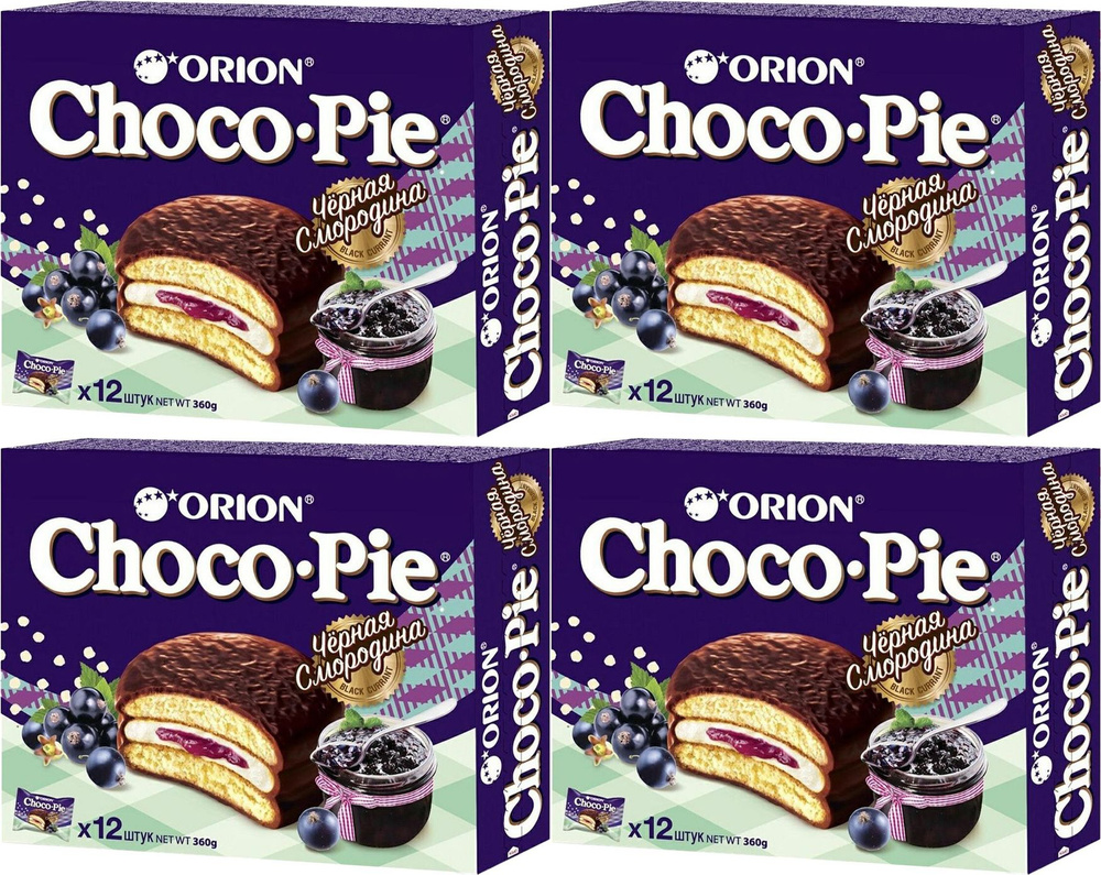 Пирожное Orion Choco Pie черная смородина, комплект: 4 упаковки по 360 г  #1