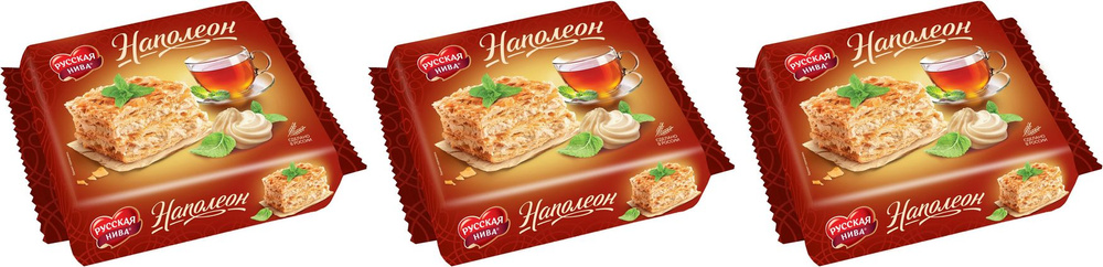 Торт Русская Нива Наполеон, комплект: 3 упаковки по 340 г #1