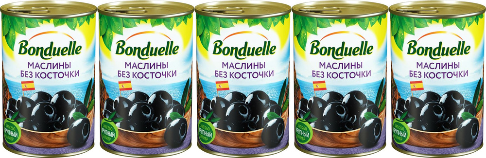 Маслины Bonduelle без косточки, комплект: 5 упаковок по 300 г #1