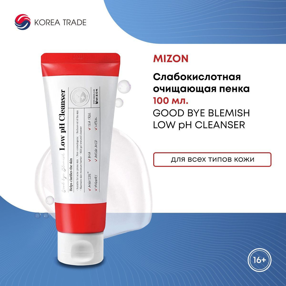 Очищающая пенка для проблемной кожи MIZON GOOD BYE BLEMISH LOW pH CLEANSER 100мл  #1