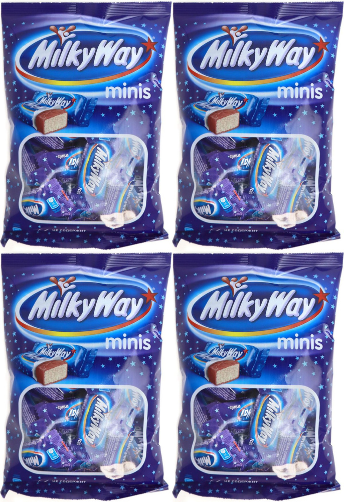 Конфеты шоколадные Milky Way Minis суфле в молочном шоколаде, комплект: 4 упаковки по 176 г  #1