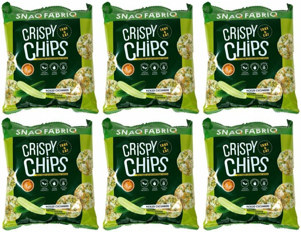 Чипсы рисовые Snaq Fabriq Crispy Chips малосольные огурчики, комплект: 6 упаковок по 50 г  #1