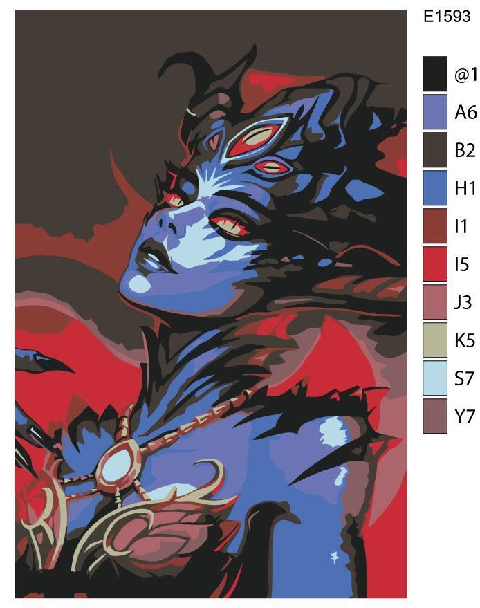 Детская картина по номерам E1593 "Игра Warcraft (Варкрафт). Королева Азшара" 20x30  #1