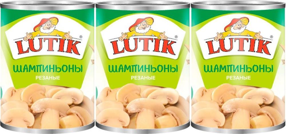 Шампиньоны Lutik резаные, комплект: 3 упаковки по 425 г #1