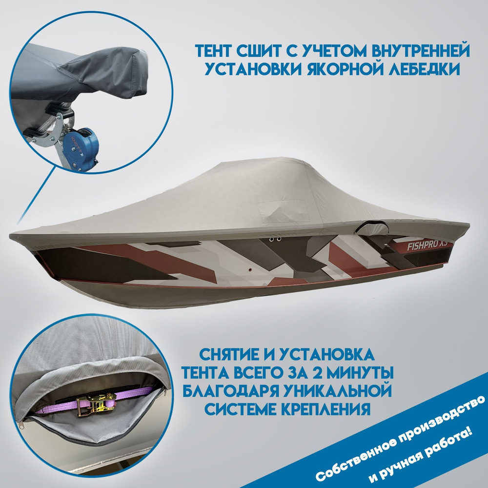 Тент для лодки Volzhanka FISHPRO X3 (до 2023 года) с учетом якорной лебедки  #1