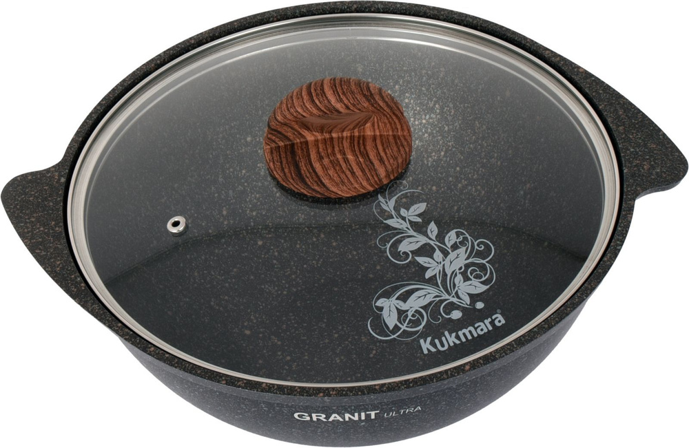 Казан Kukmara 4,5 л Granit Ultra original, алюминий, стеклянная крышка 28см, кго47а  #1