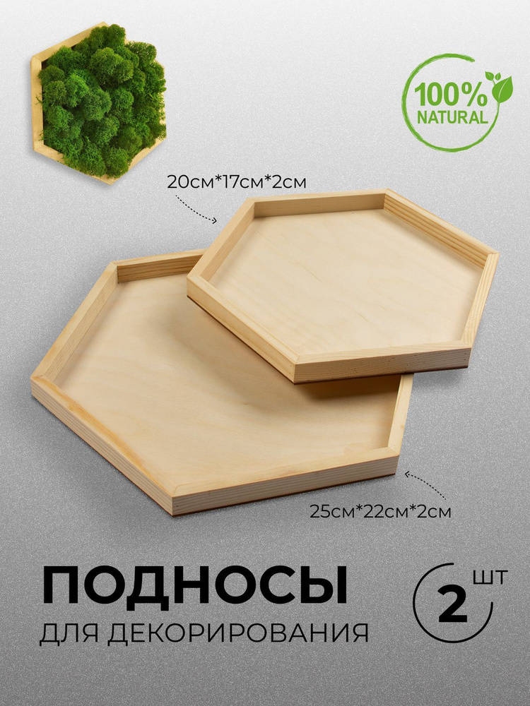 Timberlicious Набор заготовок для декорирования Подносы шестиугольные 20х17х2см, 25х22х2см  #1
