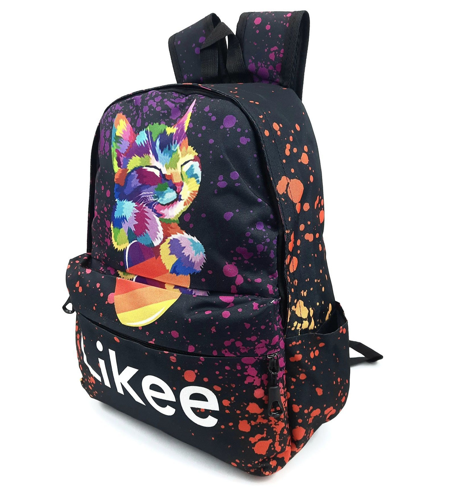 Рюкзак школьный "Котенок Likee" для девочки, радужный #1