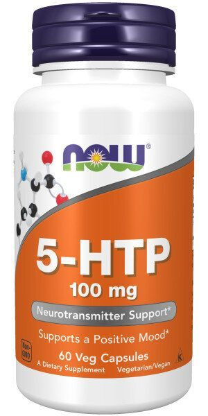 NOW, 5-HTP 100 MG, седативное (успокаивающее), гидрокситриптофан - 60 капсул  #1