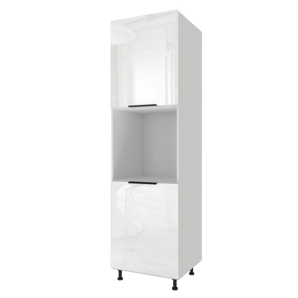 Кухонный модуль напольный колонна под духовку LeoLana COLOR, Белый глянец/Белый, 60х57,6х214 см, 1шт. #1
