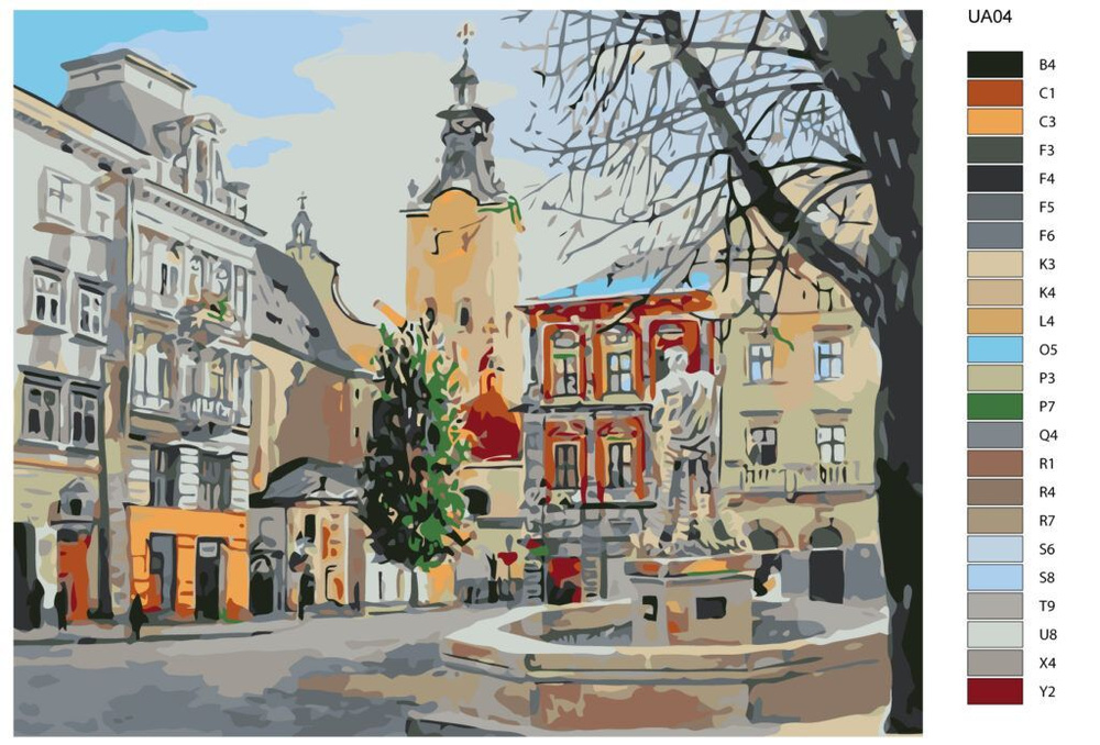 Картина по номерам "Площадь старого города" UA04 40x50 #1