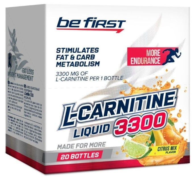 Be First L-Carnitine 3300 мг 20 ампул, Цитрусовый микс жидкий концентрат в питьевых ампулах л карнитин #1