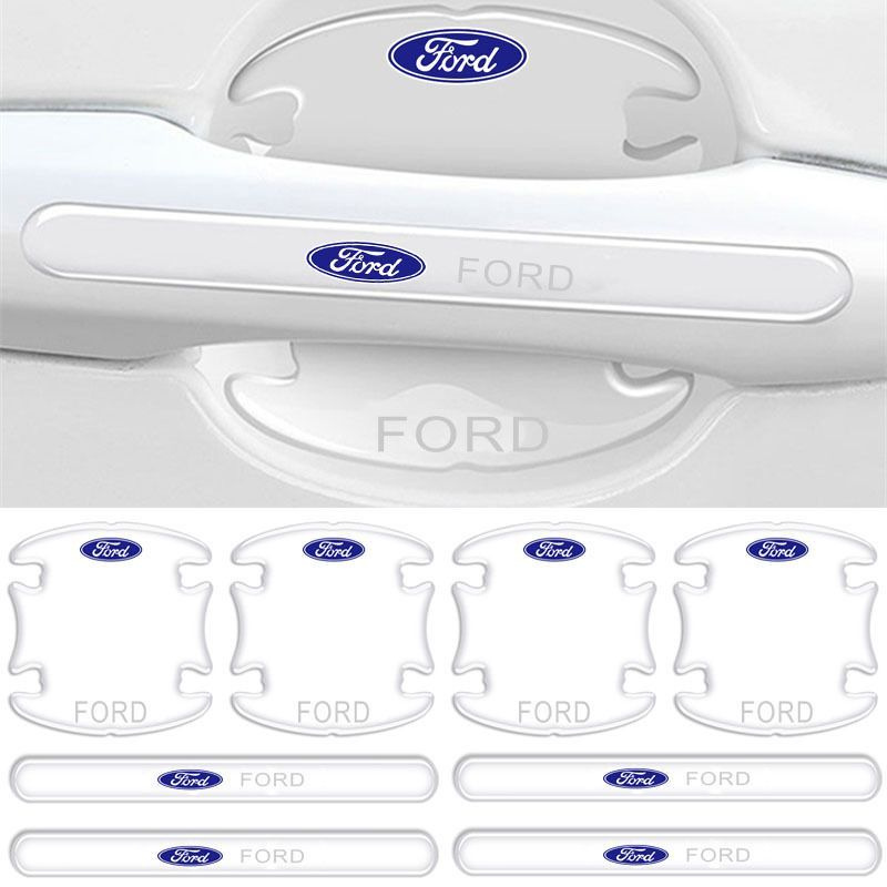 Комплект из 8 шт. Защитная пленка (наклейка) от царапин под ручки и на ручки дверей автомобиля Ford (Форд) #1