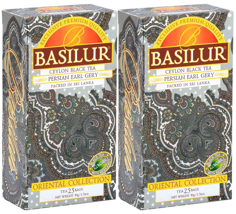 Чай черный Basilur "Восточная коллекция" Эрл Грей по-персидски, 2 пачки по 25 пакетиков  #1
