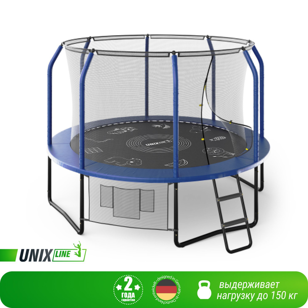 Батут каркасный UNIX Line SUPREME GAME 10 ft Blue, общий диаметр 305 см, до 150 кг, диаметр прыжковой #1