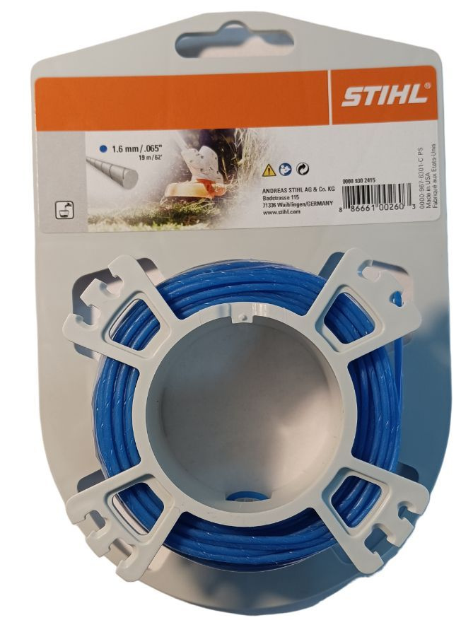 Леска для триммера 1,6 мм х 19 м круглого сечения, бесшумная. STIHL 00009302415  #1