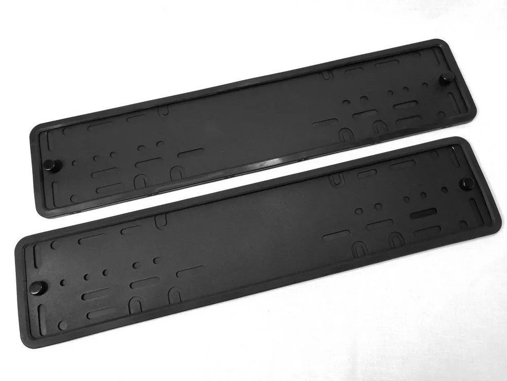 Рамка номерного знака, силиконовая, черная с металлическим адаптером и креплением, 2 шт.  #1