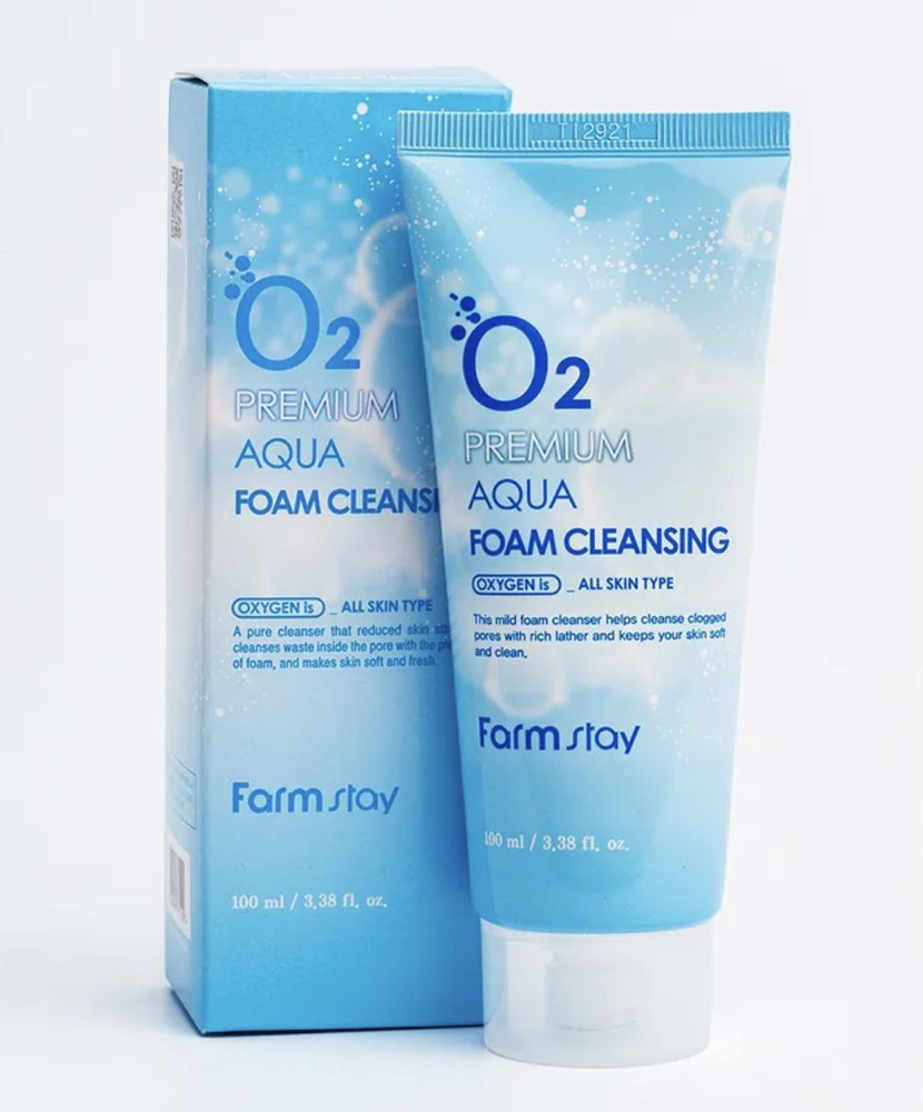 FARMSTAY Разглаживающая кислородная пенка для очищения лица O2 Premium Aqua Foam Cleansing 100 мл., Корейская #1