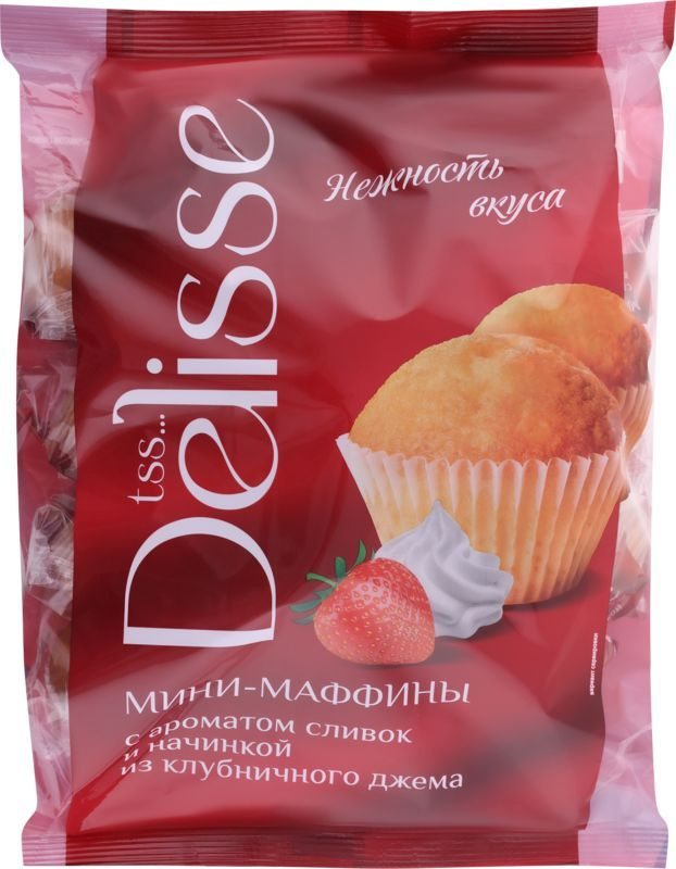 Мини-маффины DELISSE с начинкой из клубничного джема, 465г #1