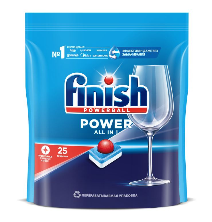 Таблетки для посудомоечных машин FINISH POWER, 25 шт #1